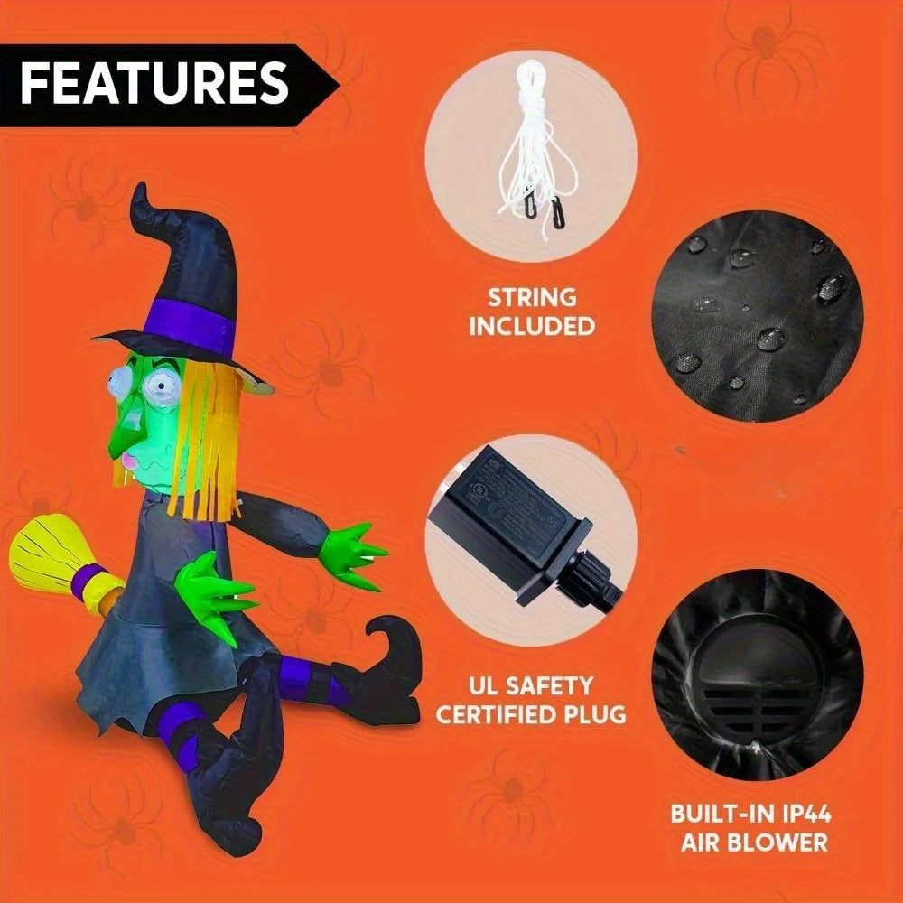 Halloween Inflatable Witch Decoration With Built In Led Outdoor Lights