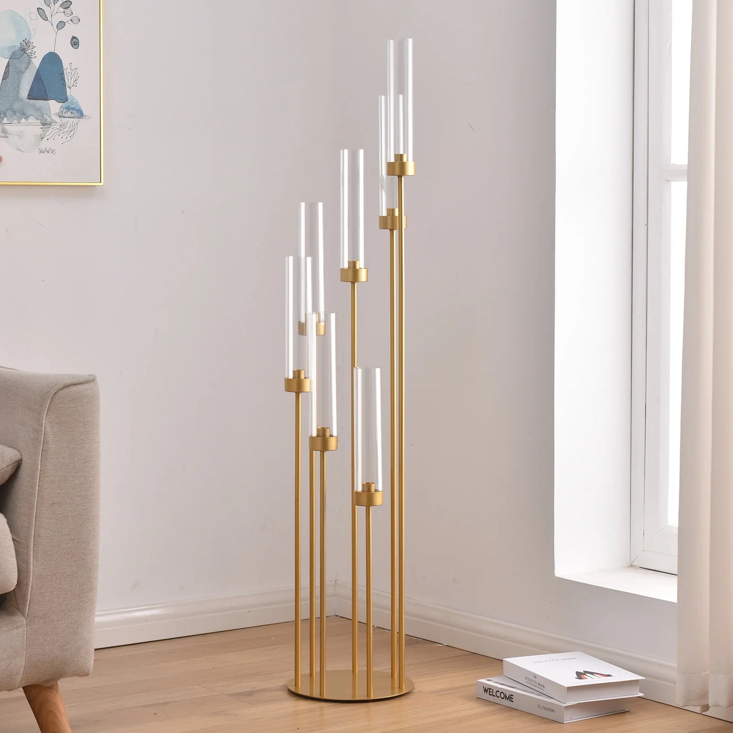 Vincigant 4 Pack 7 Arm Floor Candelabras Metal Centerpieces