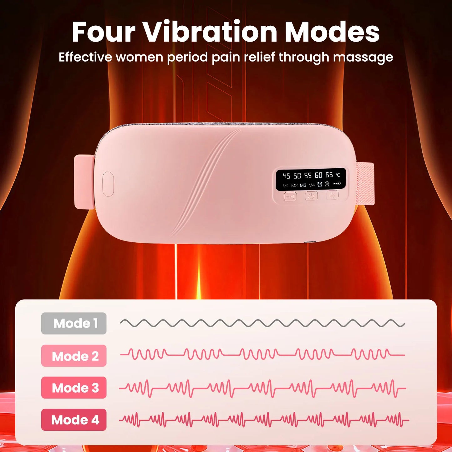 PASTSKY Electric Heating Vibration Waist Belt For Menstrual Pain Relief