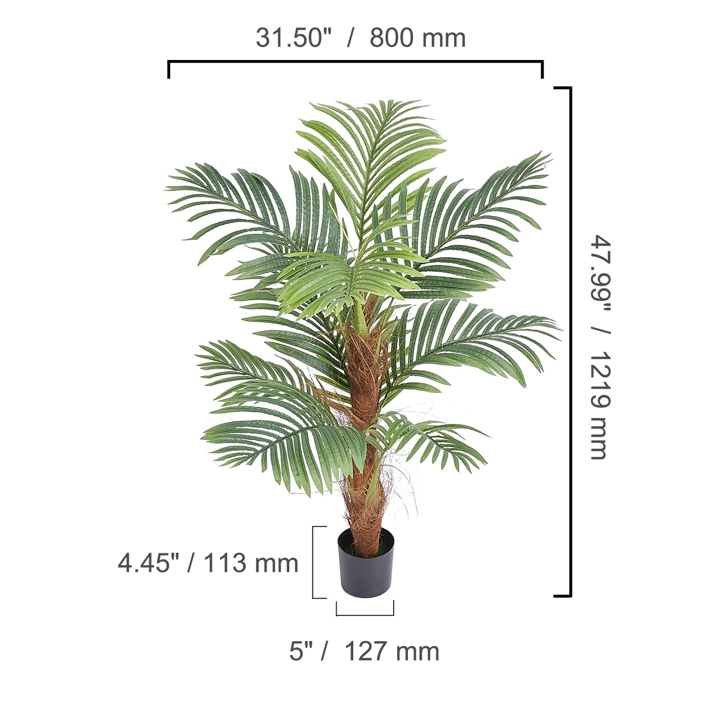 SucceBuy Artificial Palm Tree Faux Plant With Anti Tip Stability For Home