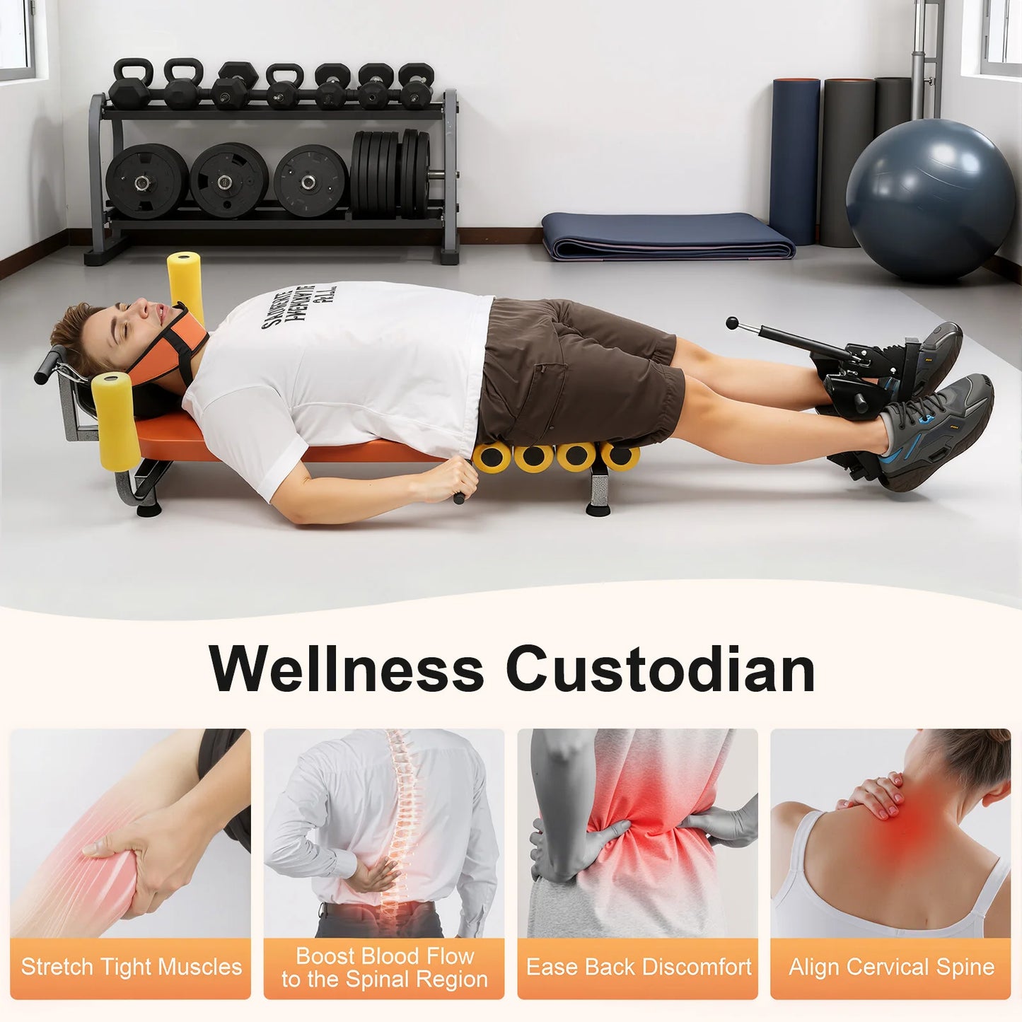Adjustable Back Stretch Bench And Neck Stretcher For Decompression