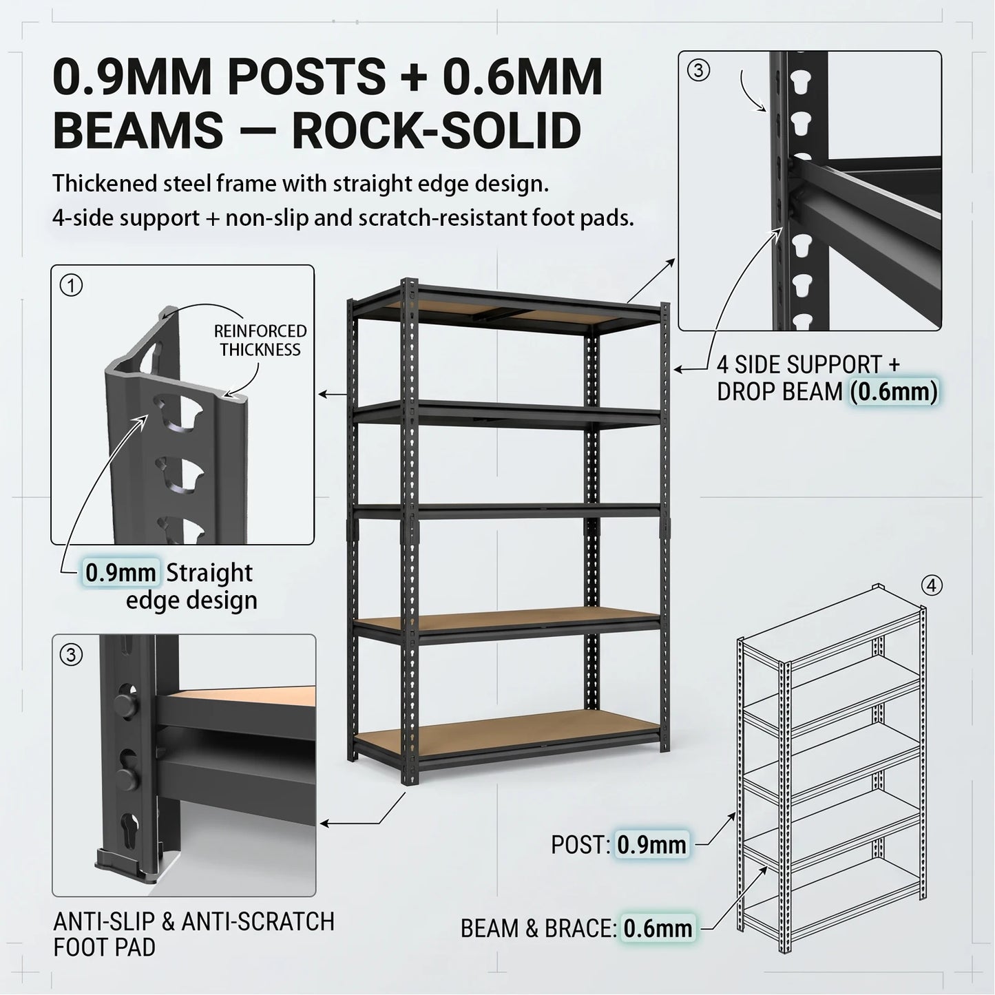 Heavy Duty Adjustable Metal Storage Shelves For Garage And Warehouse