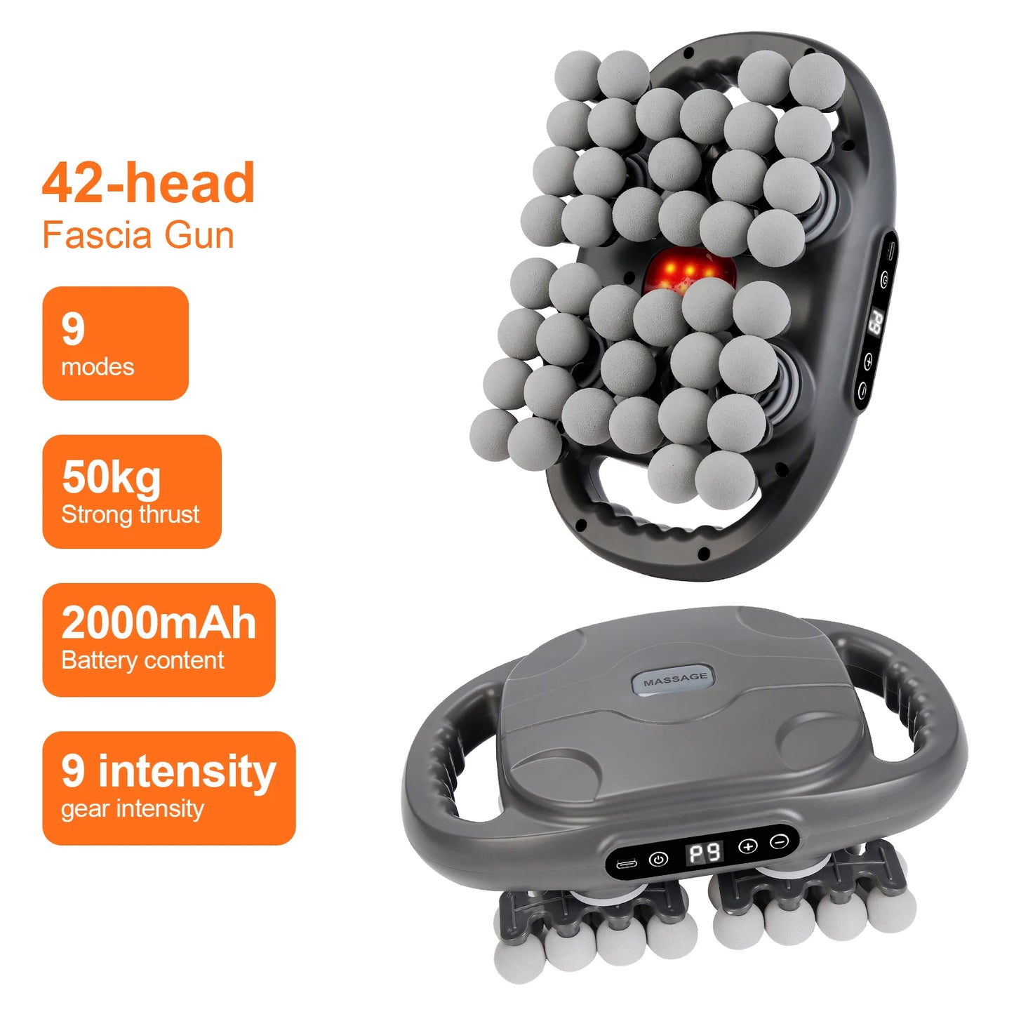 Iebilif Wireless 42 Heads Fascia Massage Gun Red Light Therapy