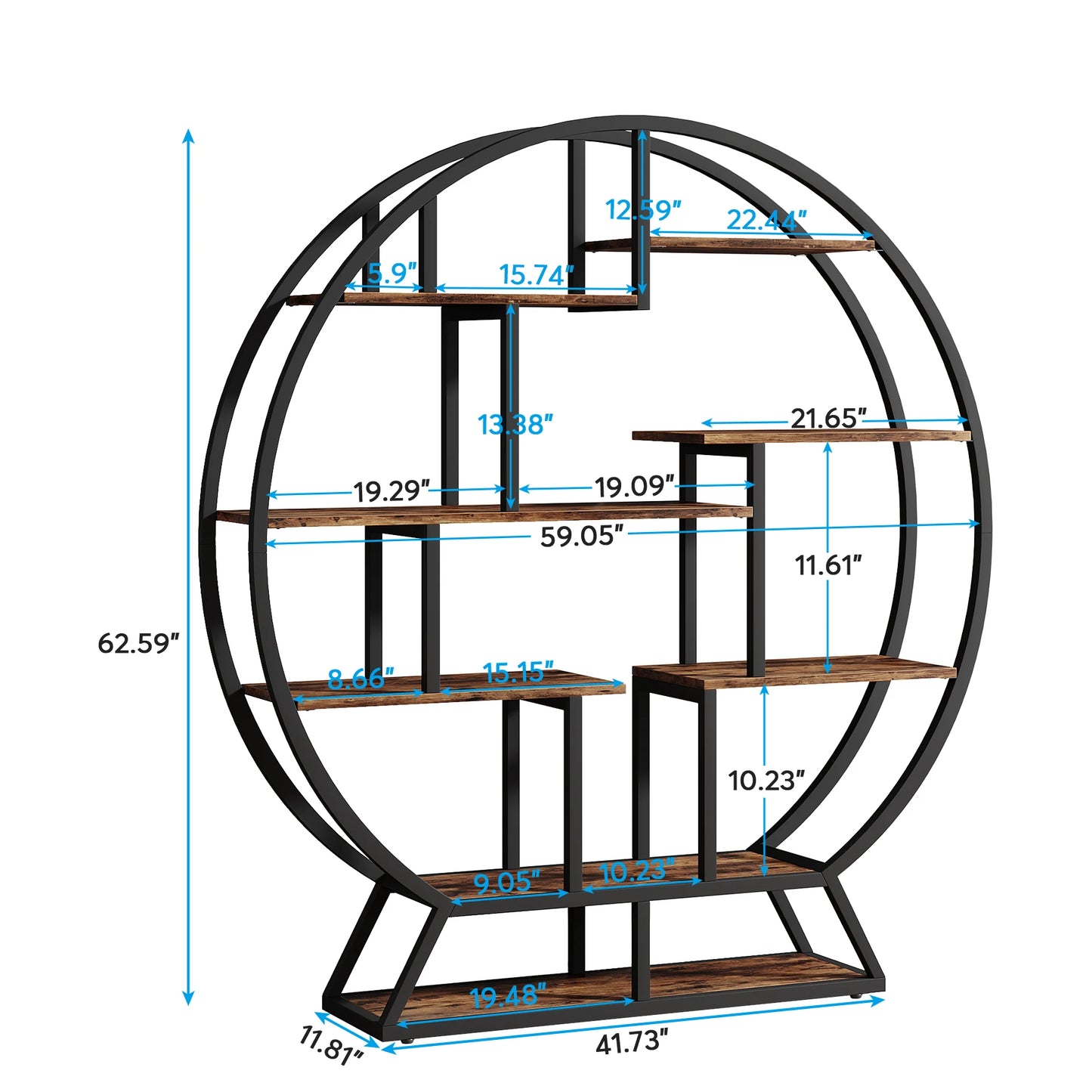 Tribesigns Etagere Bookcase Five Tier Iron Frame Shelves