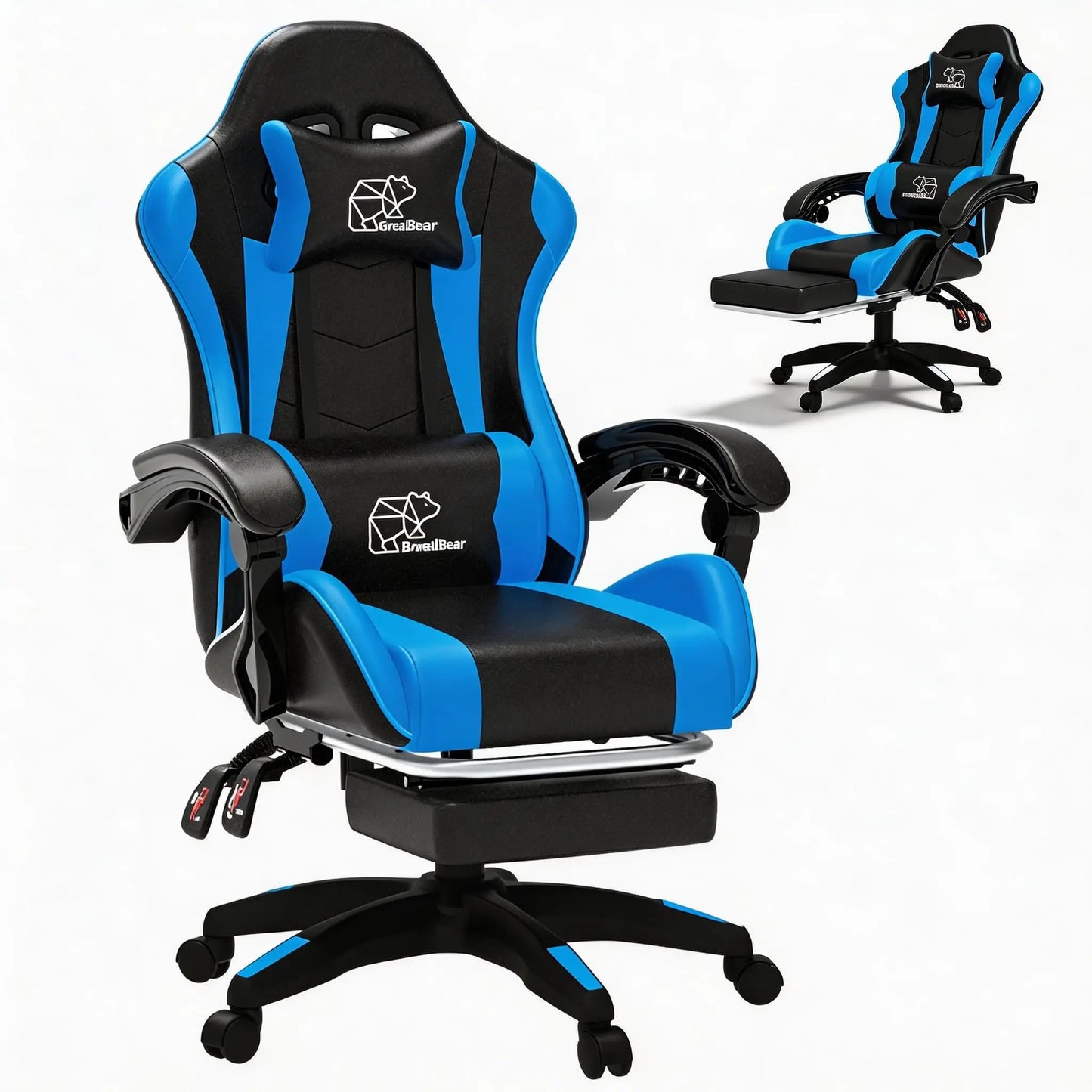 Computer Gaming Chair Ergonomic Leather Office Chair With Foot Rest
