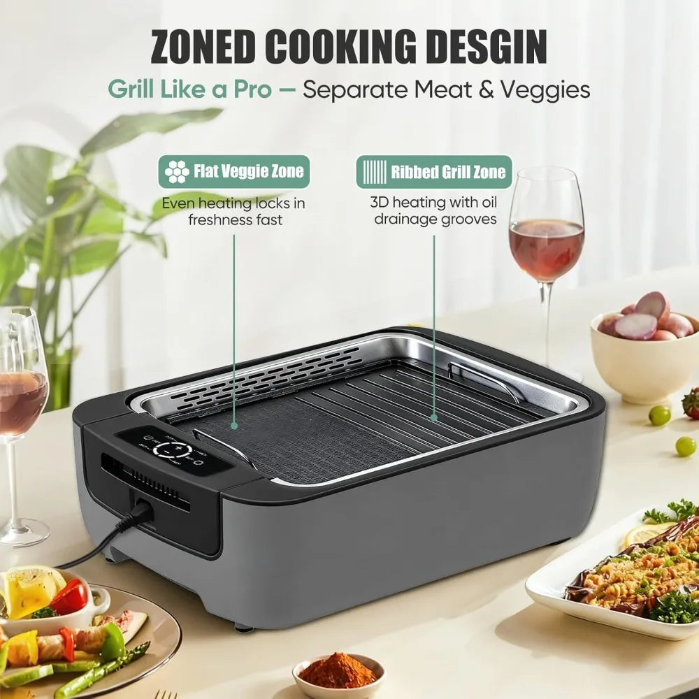 Amornest Smokeless Indoor Grill 1100W With Turbo Smoke Extractor
