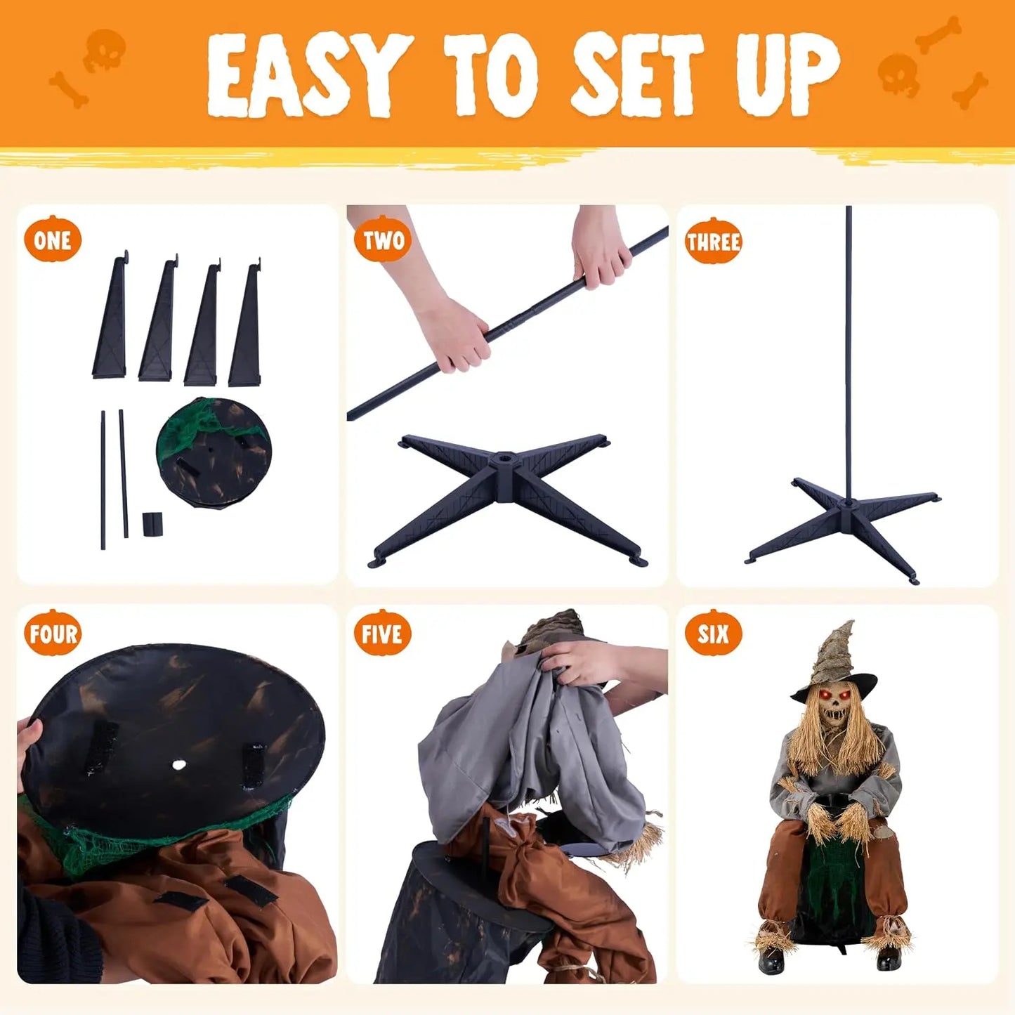 Joyfy Animatronic Scarecrow Featuring Sound And Led Eyes For Halloween
