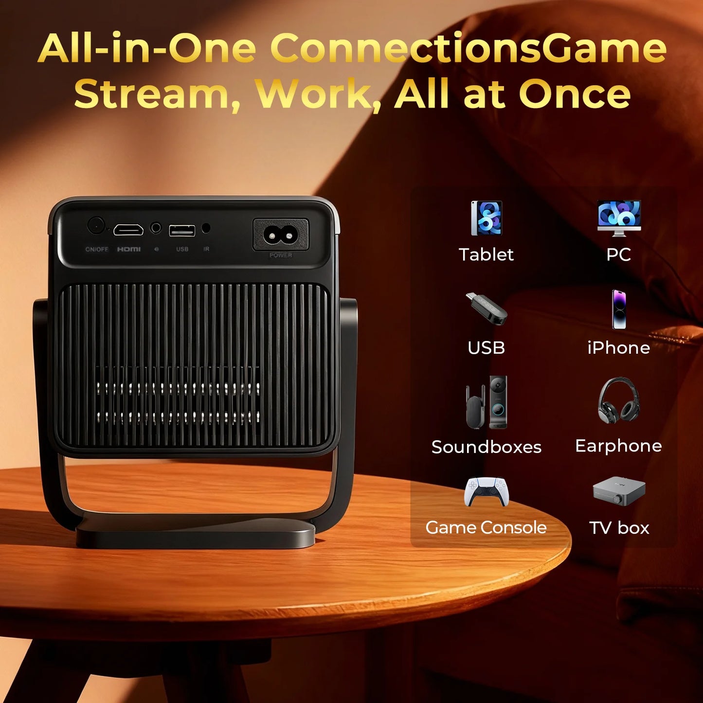 LynCast X7 Native 1080P Smart Projector Android 14