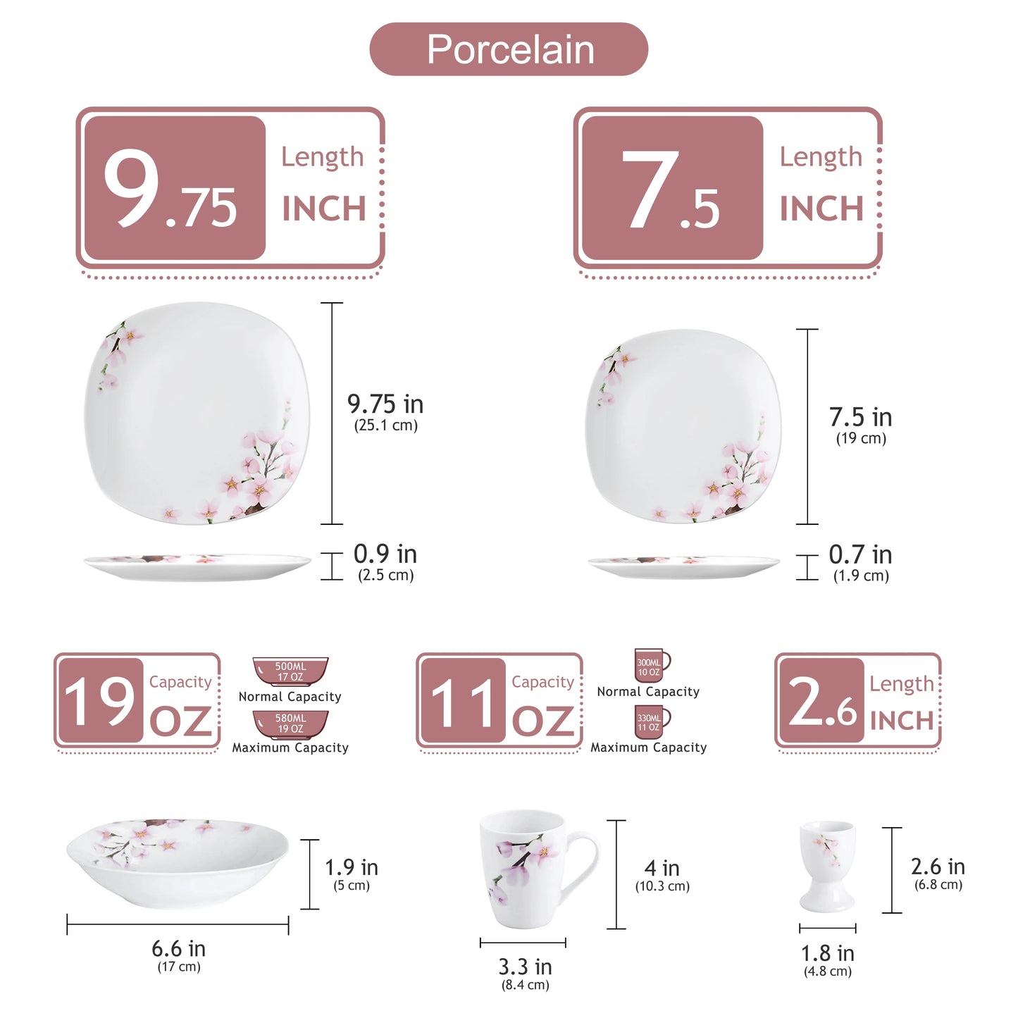 Malacasa Porcelain Dinnerware Set With Plates And Cups