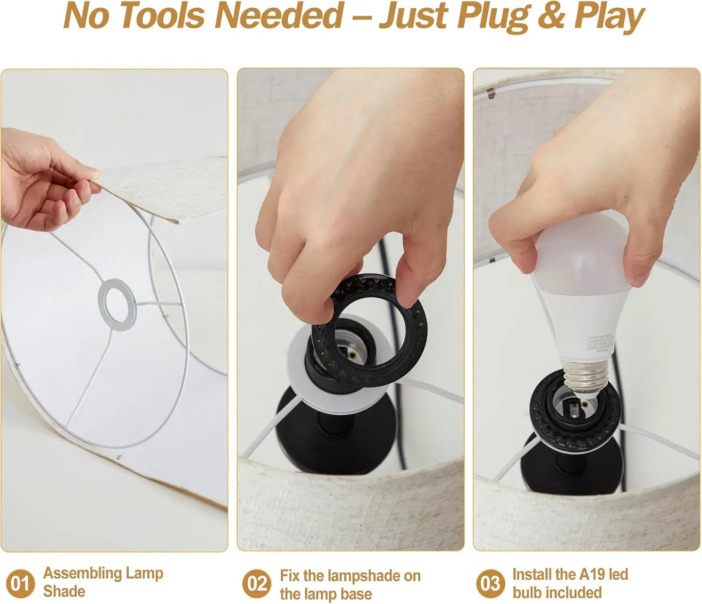 Touch Lamp Pair With USB-C Ports And Three-Way Dimming