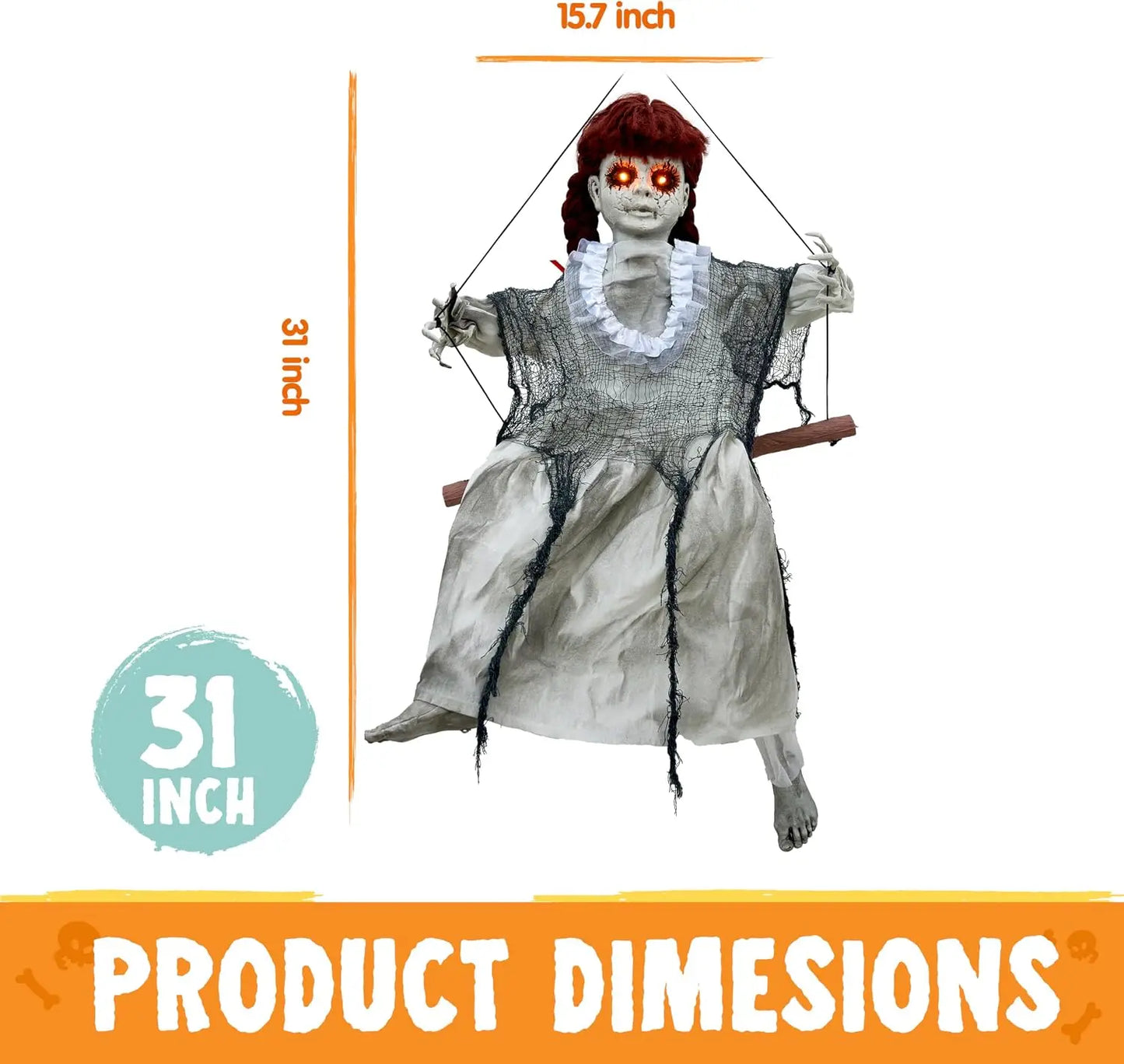 Joyfy Animated Hanging Scary Halloween Doll With Light Up Eyes