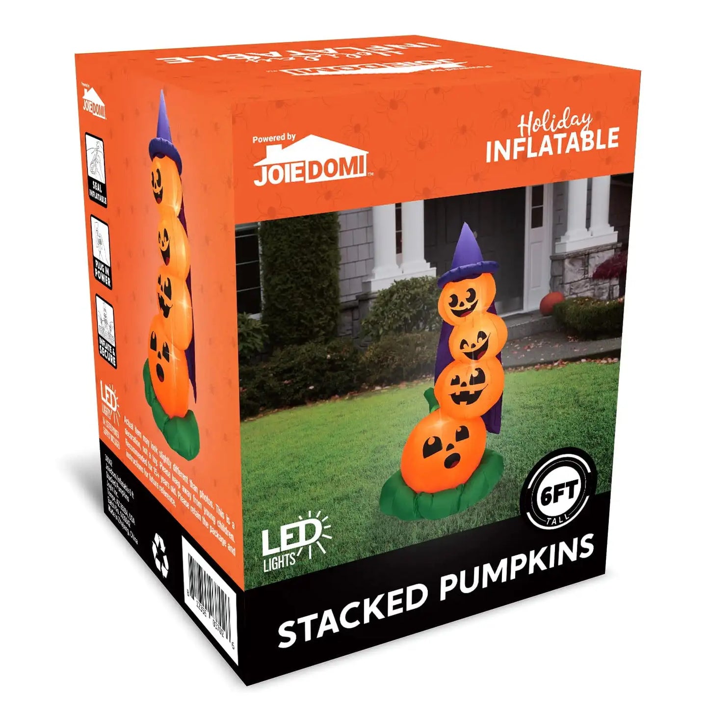 Joyfy Halloween Inflatable Stacked Pumpkins With LED Outdoor Decor