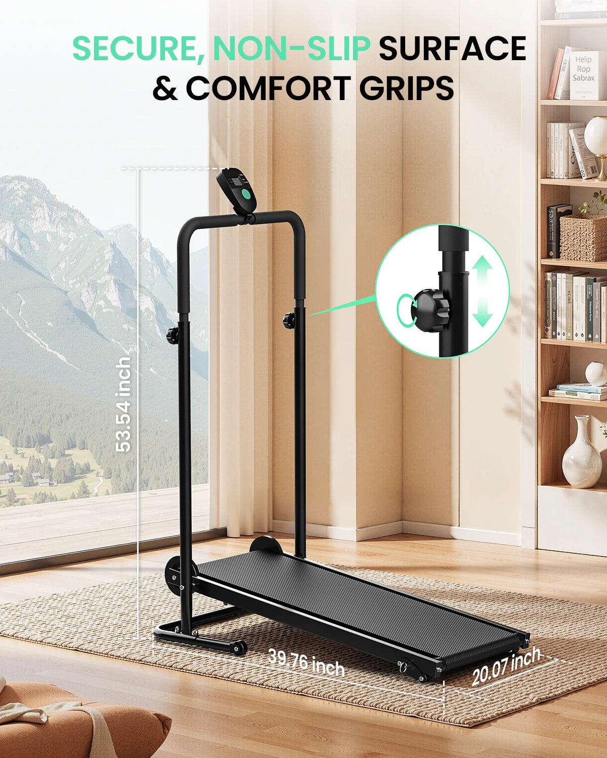 AKLUER Motorless Treadmill With Dual Flywheel And LCD Monitor