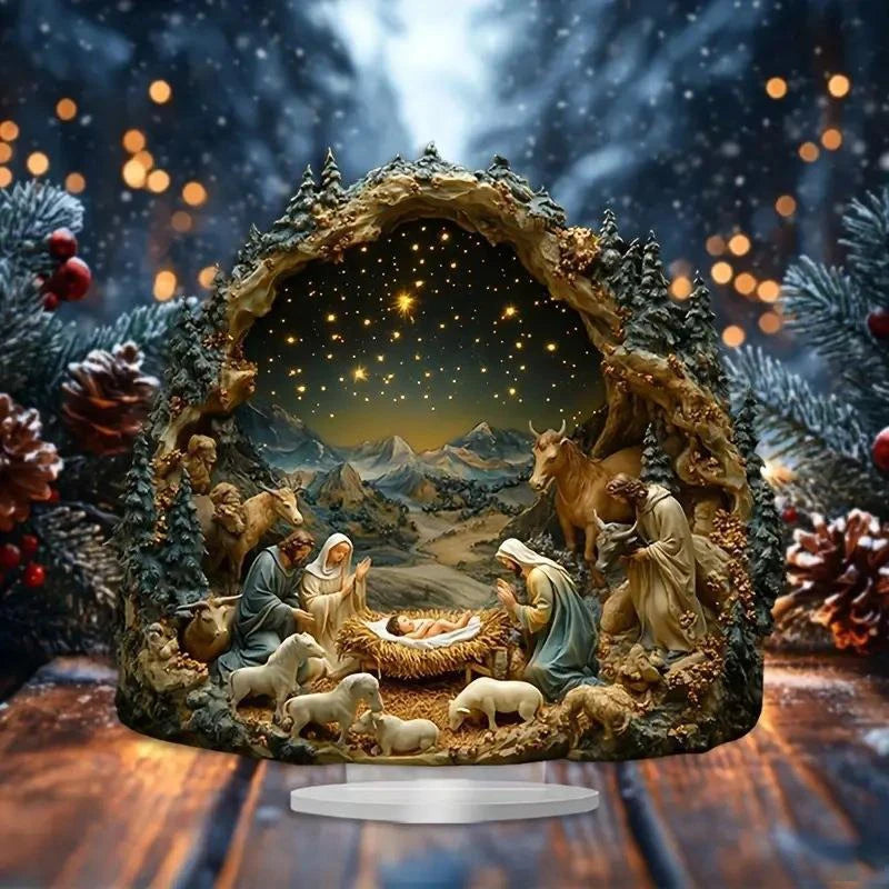 Acrylic Nativity Scene 2D Flat Jesus Figurine For Home Office