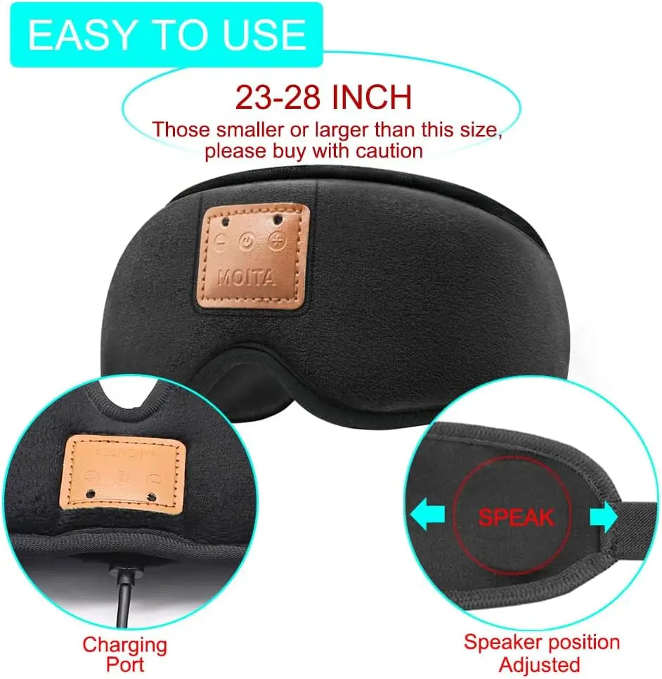 3D Sleeping Eye Mask With Built-In Sponge Speakers Bluetooth Headphones