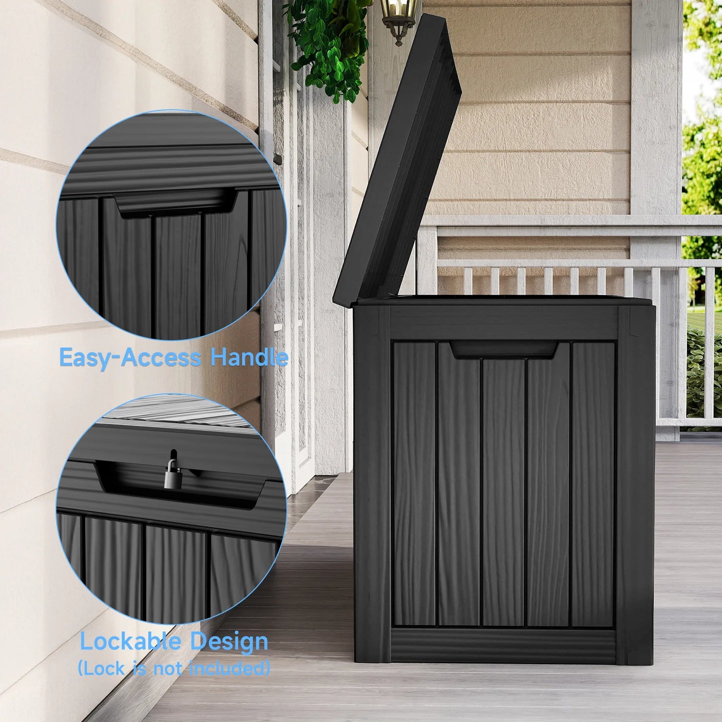 Waterproof Outdoor Storage Box Resin Deck Box Lockable For Patio