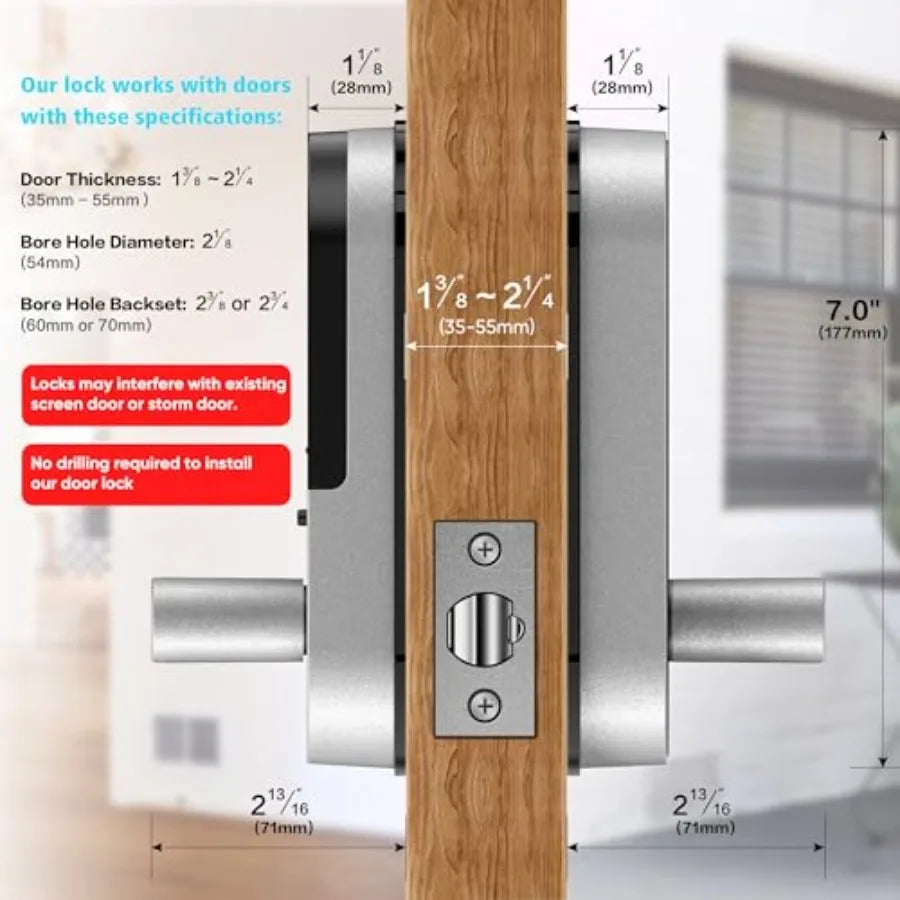 Fingerprint Smart Door Lock With Handle And Keypad Keyless Entry