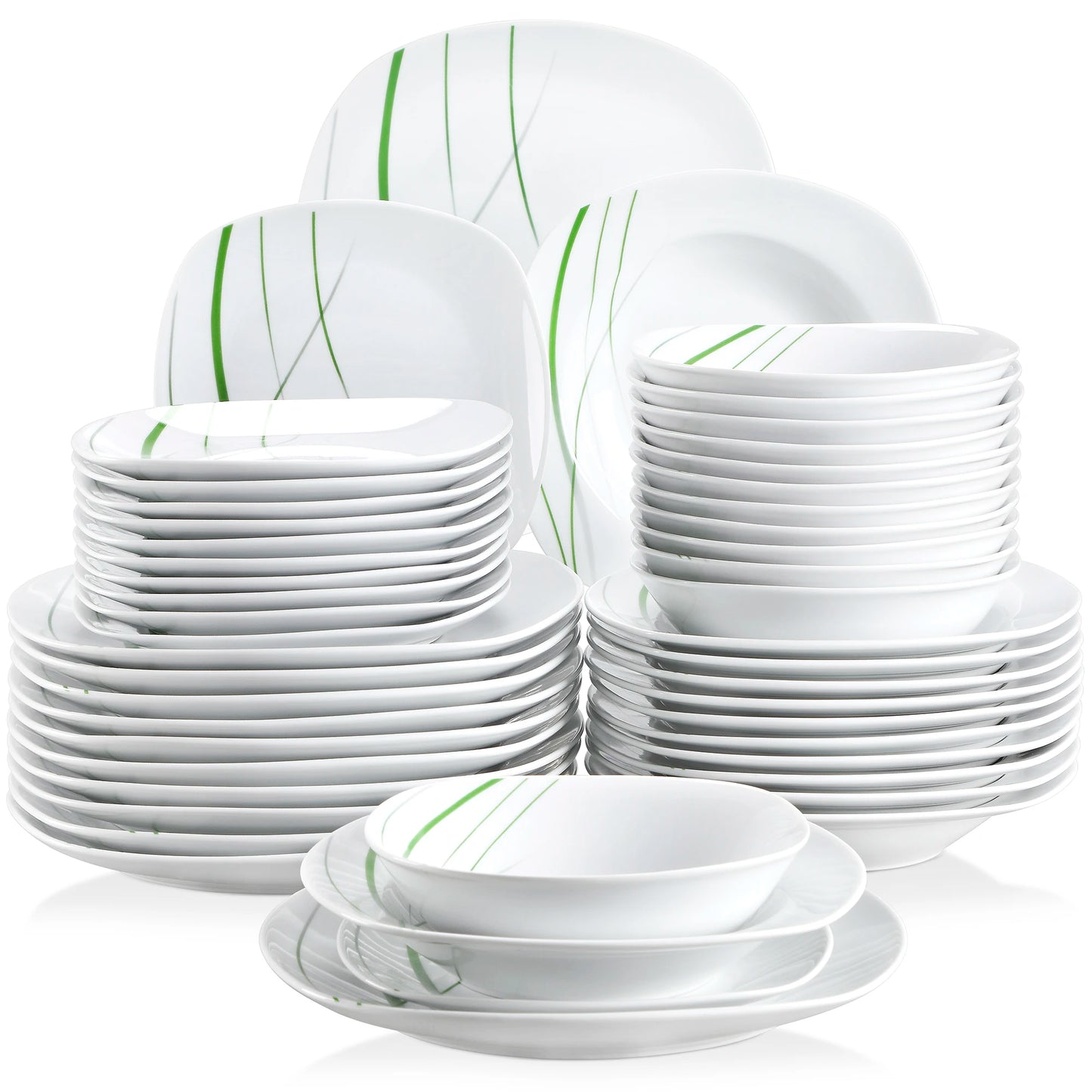 MALACASA Aviva Ivory White Porcelain Dinnerware Set 24 Or 48 Piece