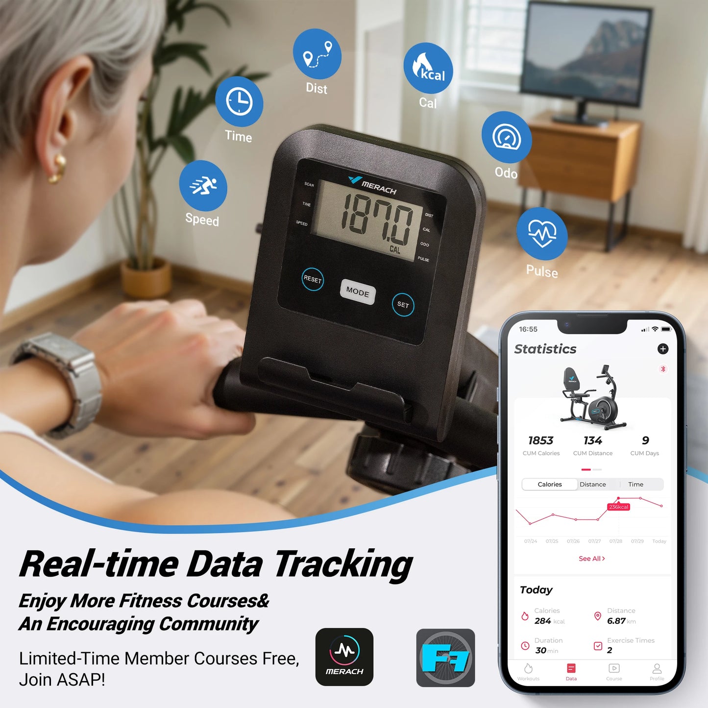MERACH Recumbent Exercise Bike With Bluetooth App Connectivity Heart Rate