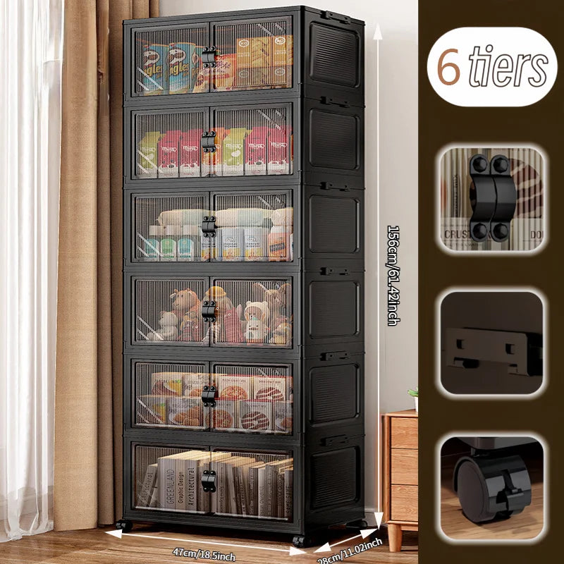 Onenoble Foldable Stackable Storage Cabinet With Clear Doors