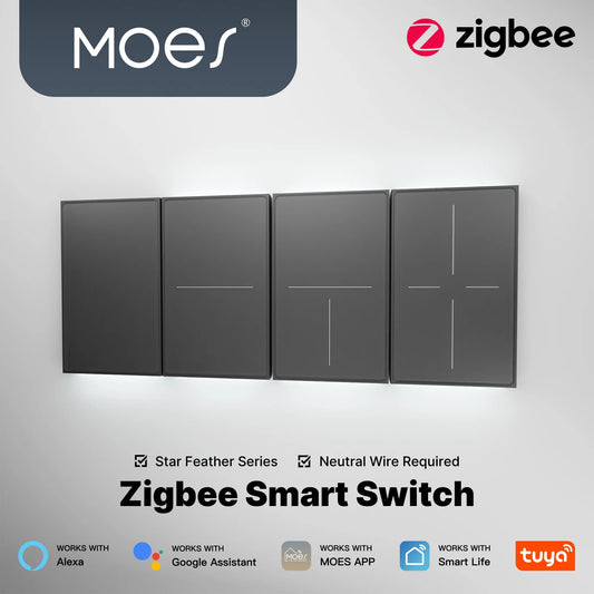 MOES ZigBee Star Feather Smart Touch Switch US Neutral Required