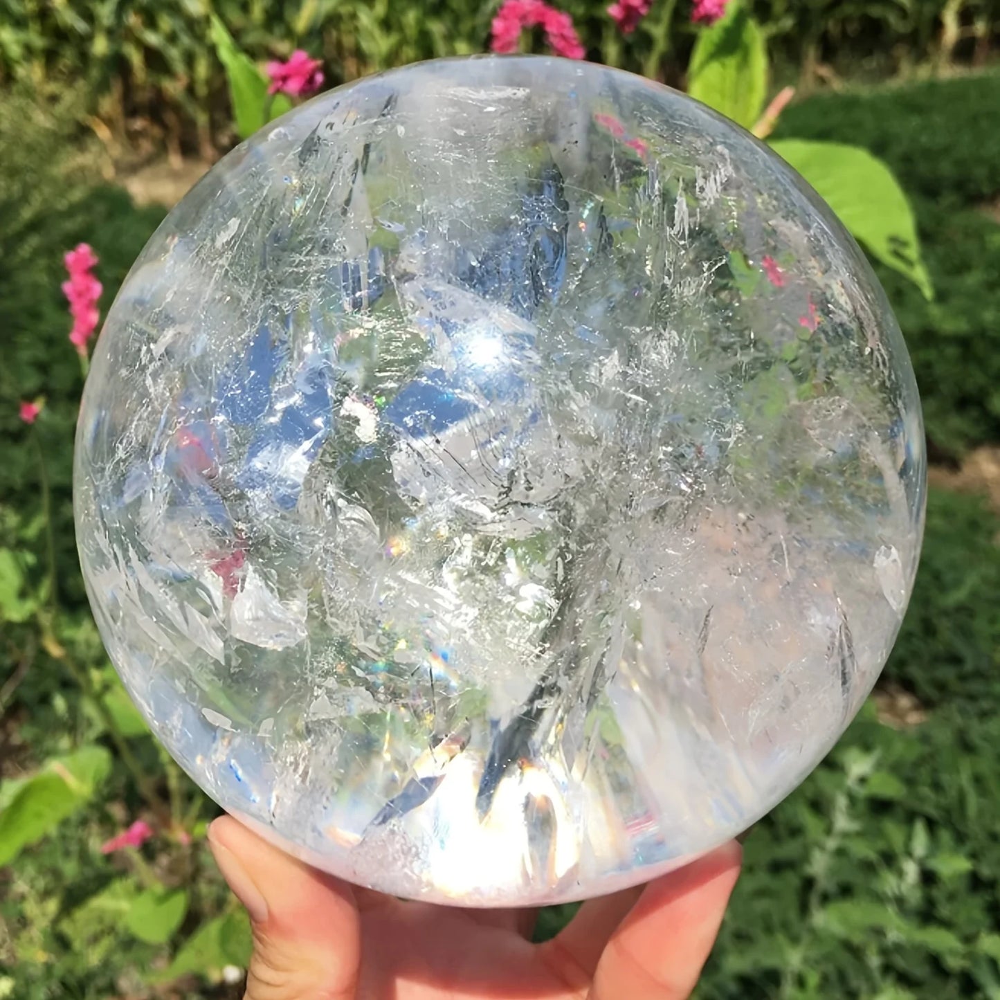 CrystalHola Large Clear Quartz Sphere Ball For Home Decor Gift
