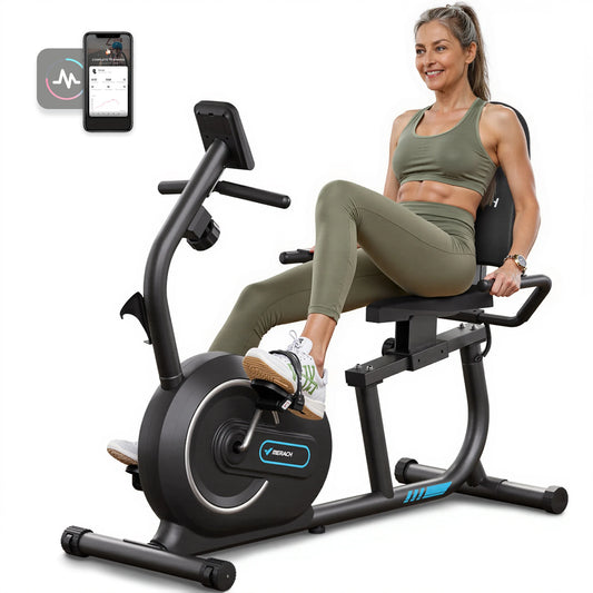 MERACH Recumbent Exercise Bike With Bluetooth App Connectivity Heart Rate
