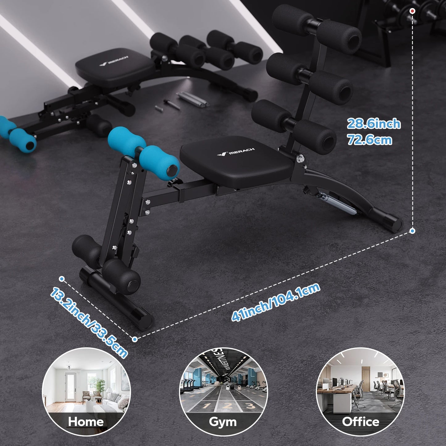 MERACH Ab Machine Multifunctional Adjustable Sit Up Bench