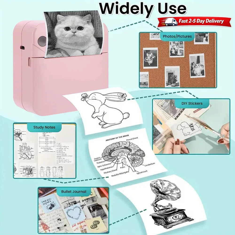 Portable Inkless Bluetooth Thermal Sticker Printer For Notes And Labels
