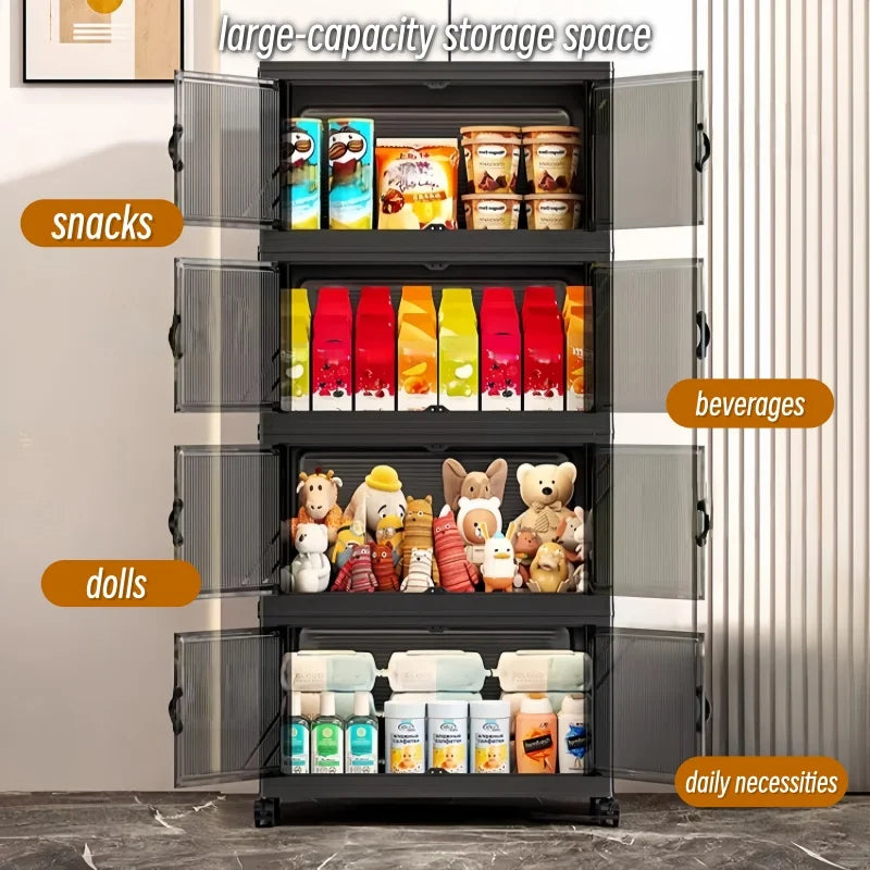 Onenoble Foldable Stackable Storage Cabinet With Clear Doors