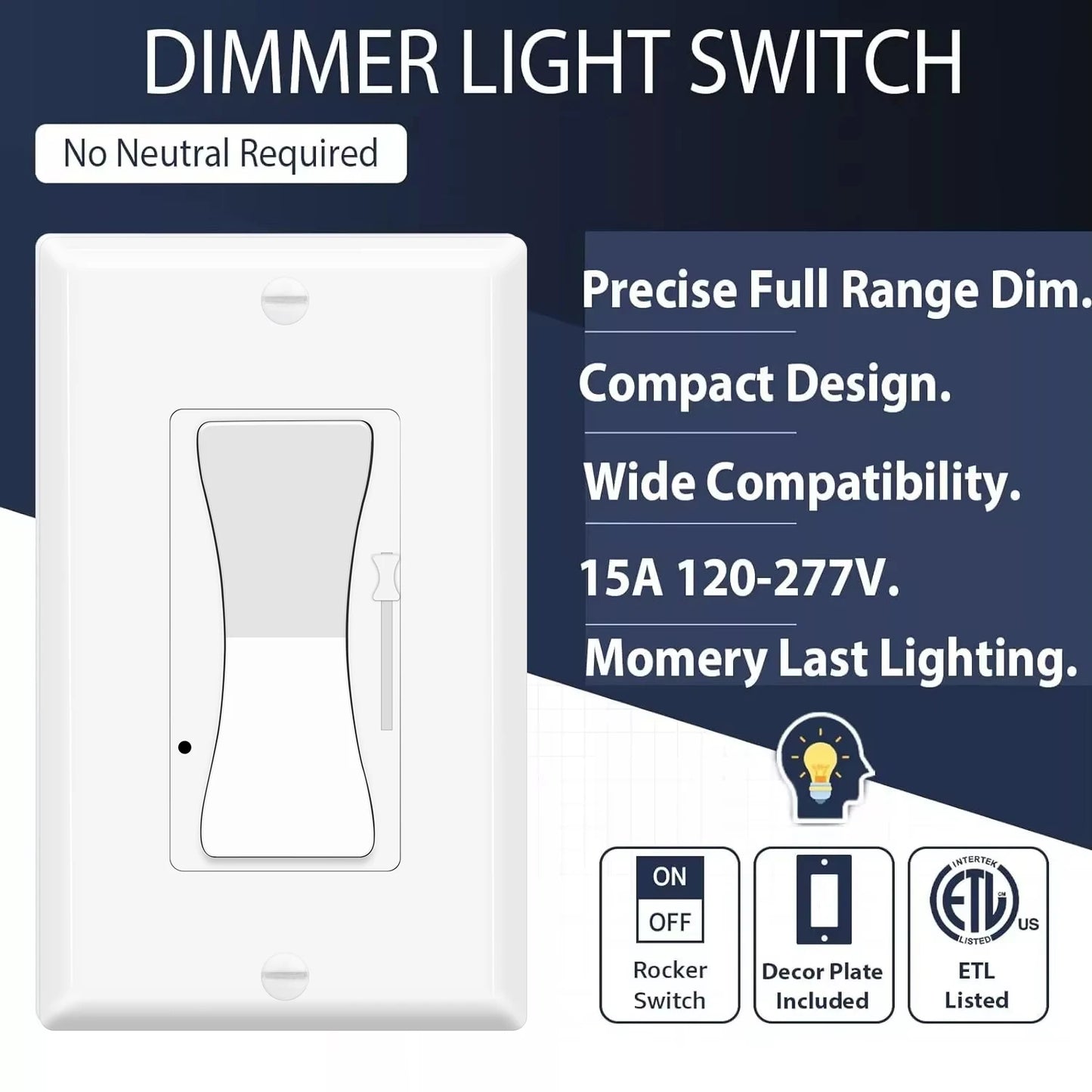 Decora Dimmer Switch 2-Pack Single Pole 3-Way LED Incandescent CFL