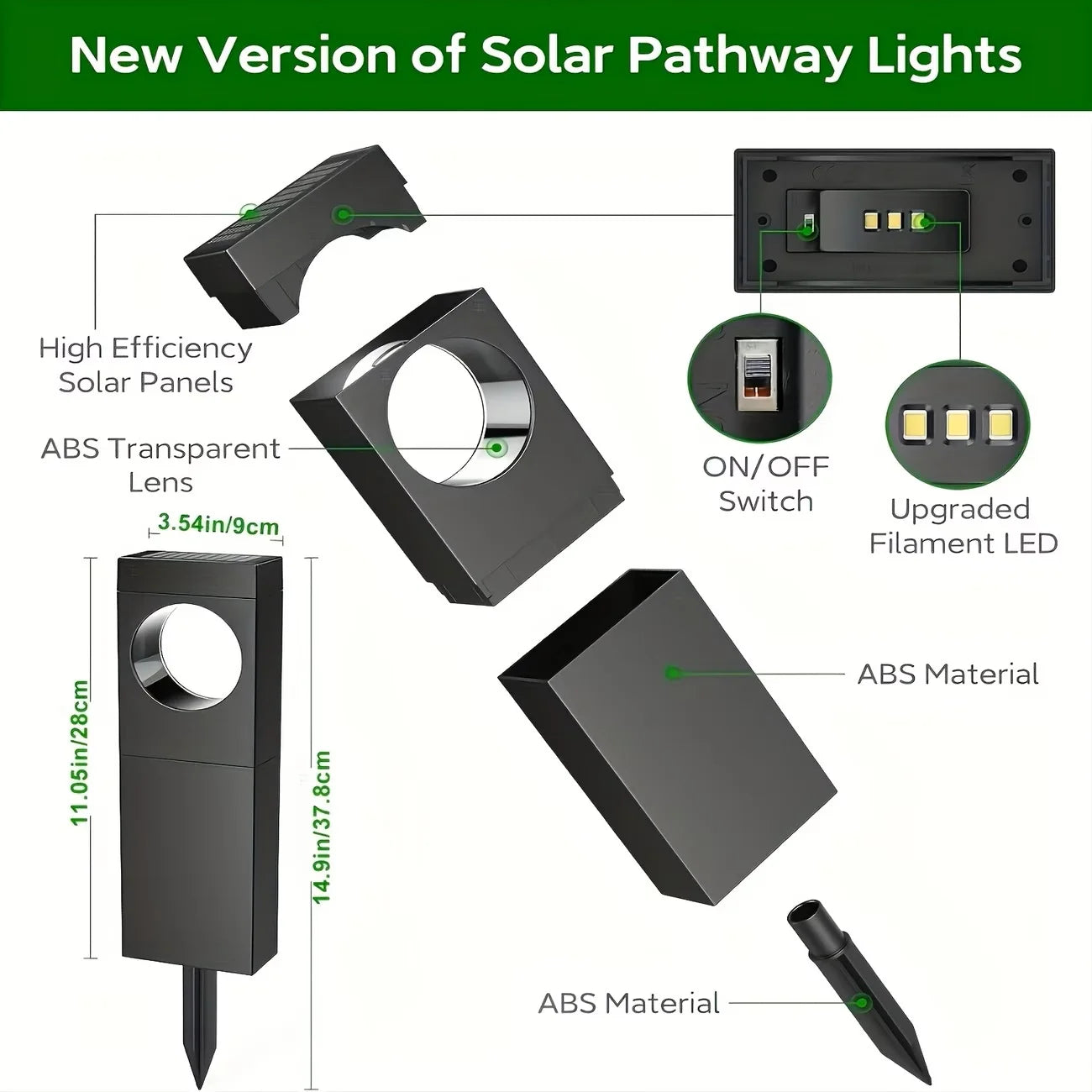 Solar Pathway Lights Outdoor Waterproof LED Garden Yard Pathway Lamp