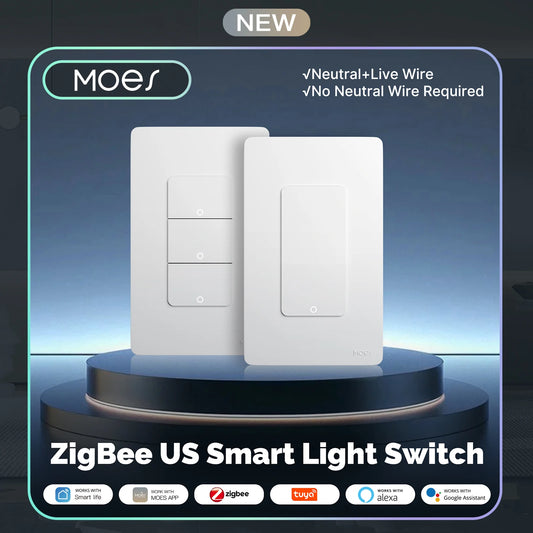 MOES ZigBee Smart Switch US Version 1to4 Gang Wall Switch