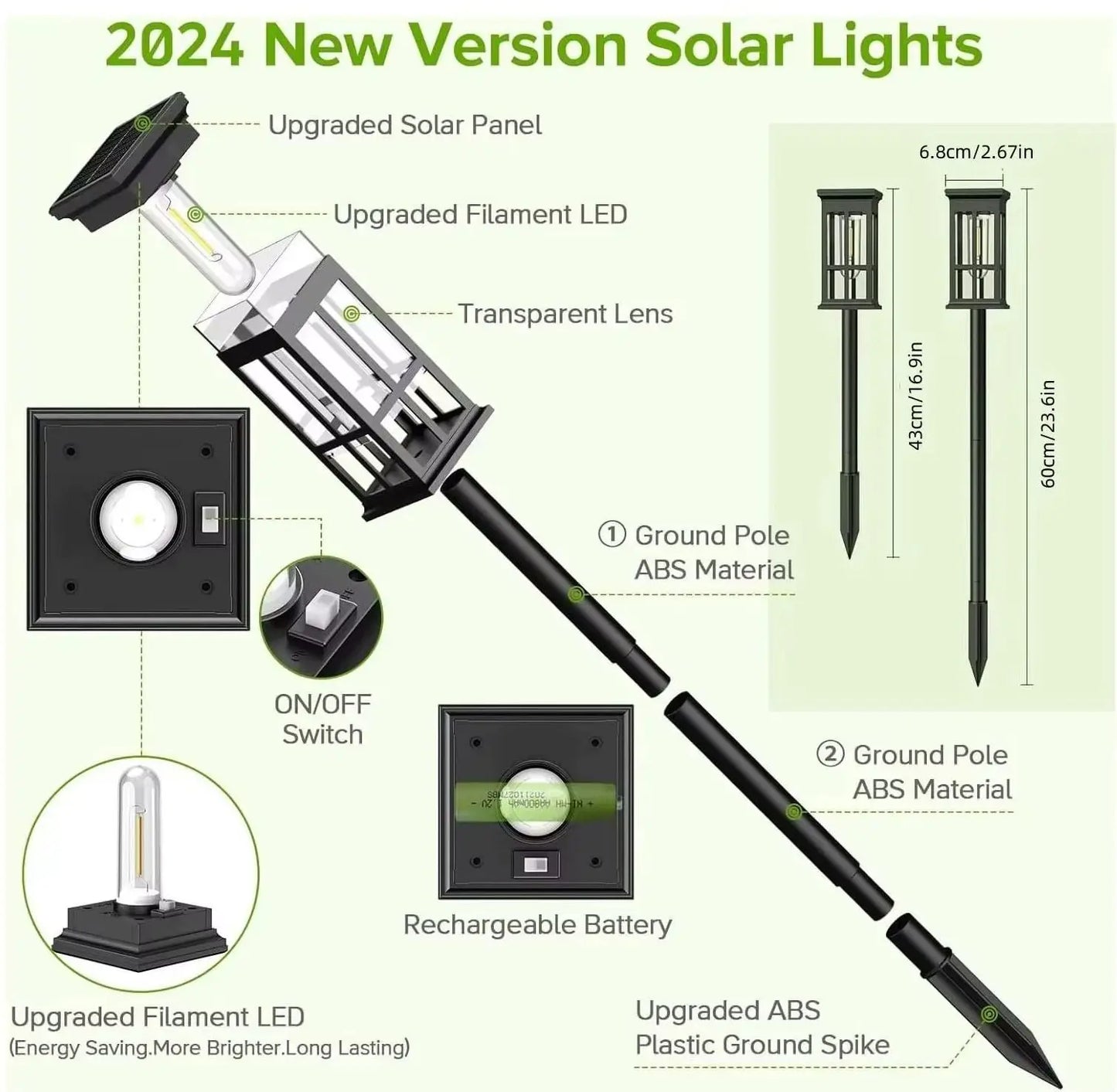 Solar Pathway Lights Outdoor LED Lamp for Garden and Patio