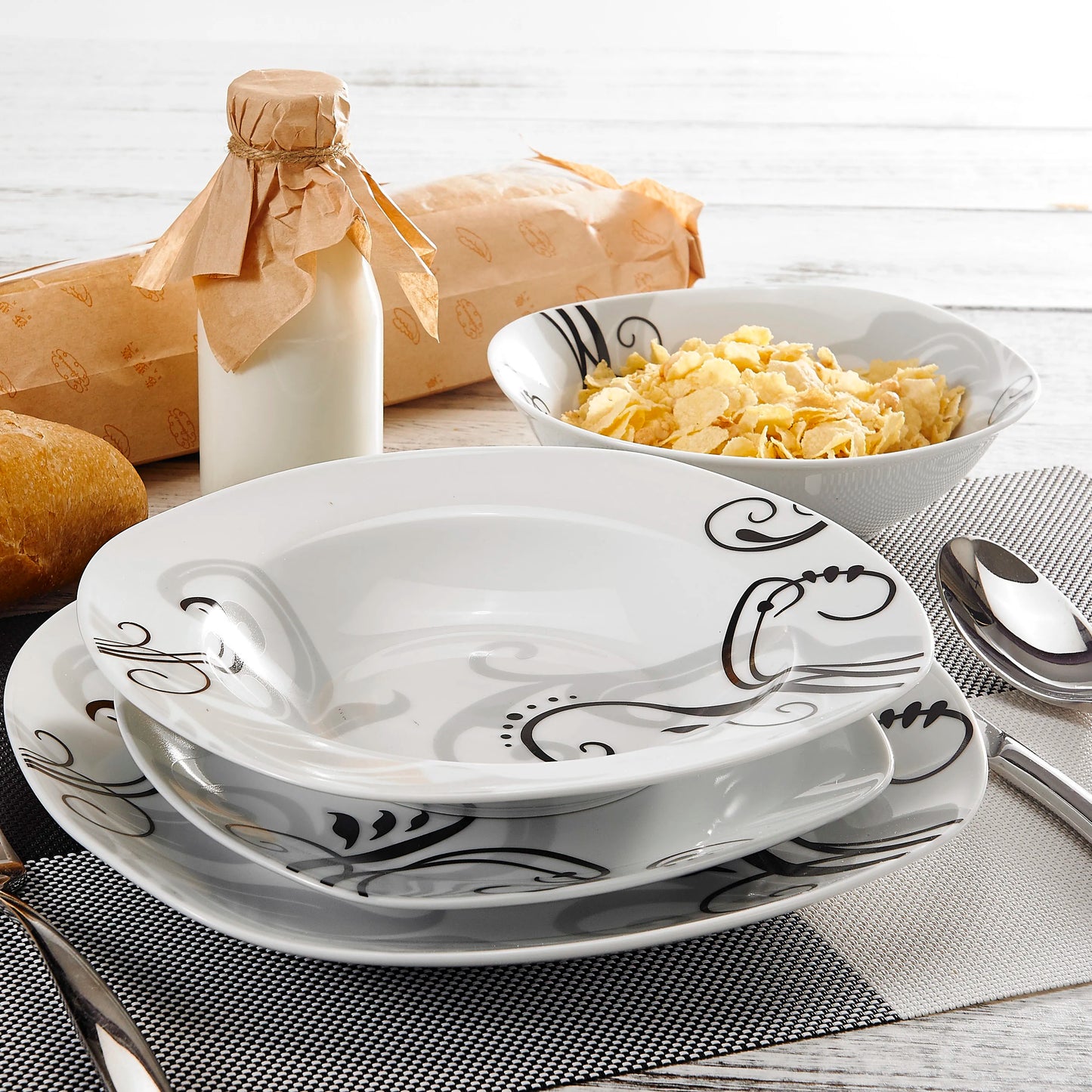 MALACASA Zoey Porcelain Dinnerware Set For Everyday Dining