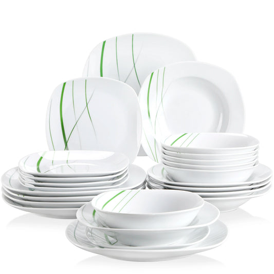 MALACASA Aviva Ivory White Porcelain Dinnerware Set 24 Or 48 Piece