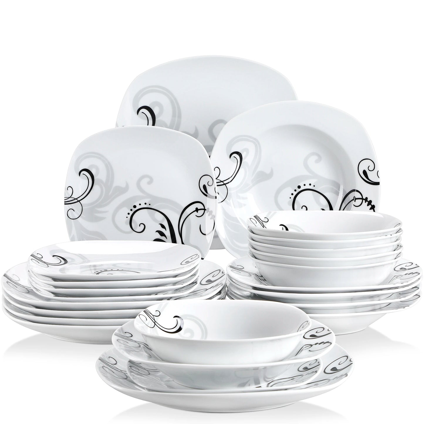 MALACASA Zoey Porcelain Dinnerware Set For Everyday Dining