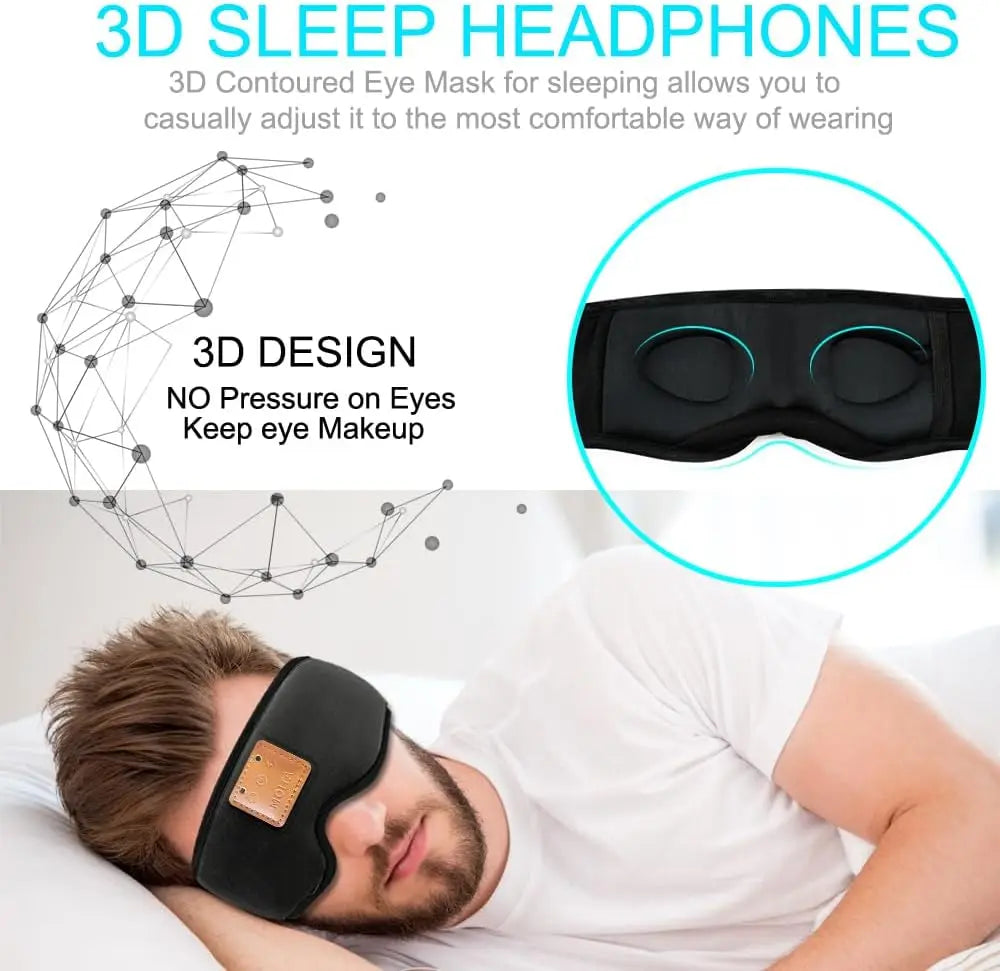 3D Sleeping Eye Mask With Built-In Sponge Speakers Bluetooth Headphones