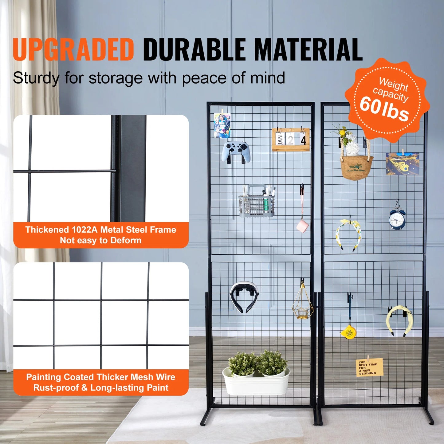 SucceBuy Grid Wall Panels Double Sided Wire Gridwall Display Racks