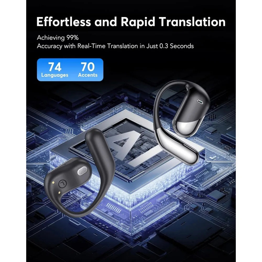 Real Time AI Language Translator Earbuds With Active Noise Cancellation