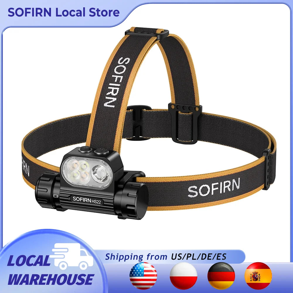 Sofirn HS22 Headlamp 2500lm Dual Switch USB C Charger 4000mAh