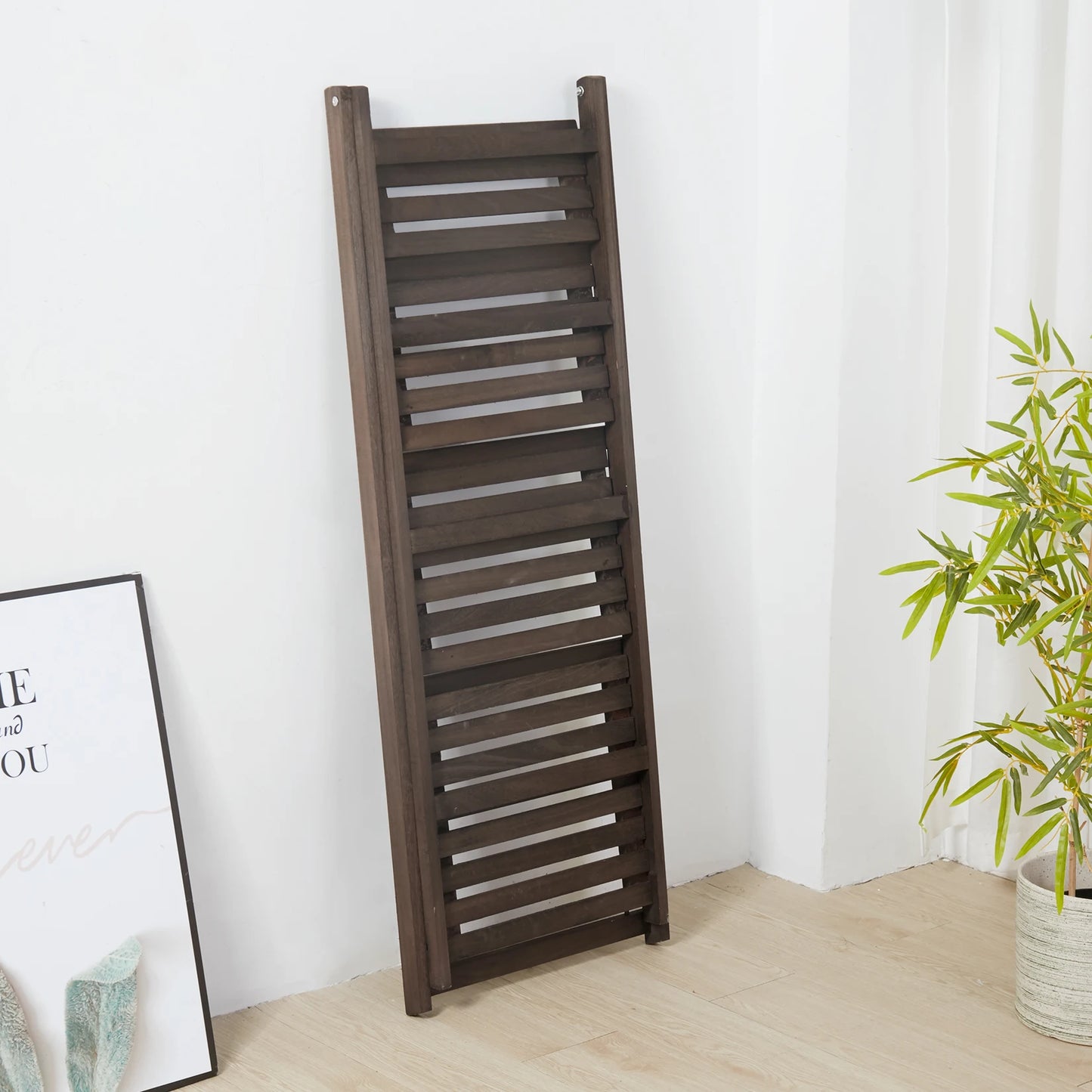Folding 4-Tier Wooden Ladder Shelf Storage Rack For Home Use