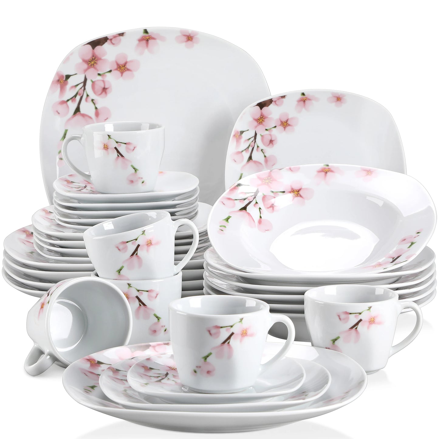 Malacasa Annie Porcelain Dinnerware Set Floral Service for 6