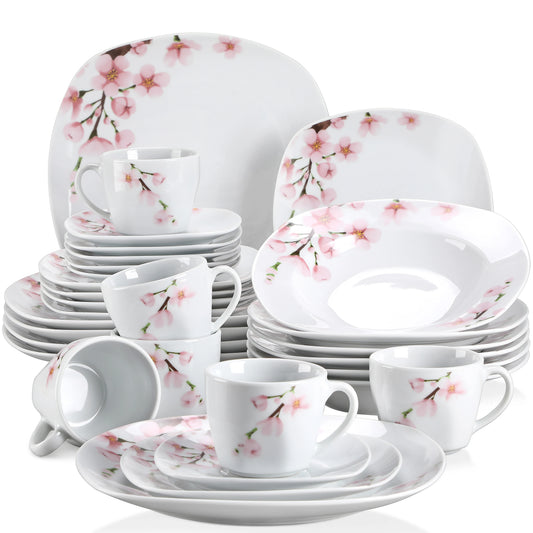 Malacasa Annie Porcelain Dinnerware Set Floral Service for 6
