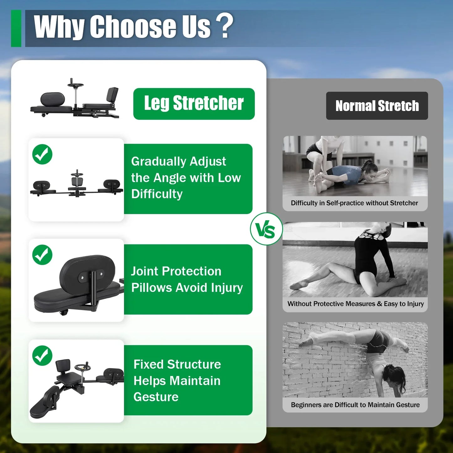 Leg Stretcher 3 Bar Spreader For Leg Flexibility Training