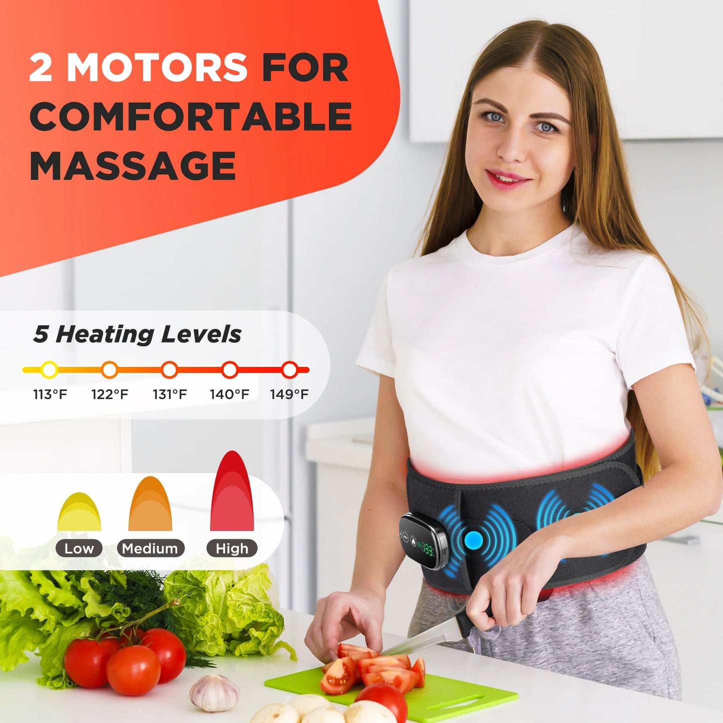 Hailicare Heated Waist Belt With Lumbar Support And Massage