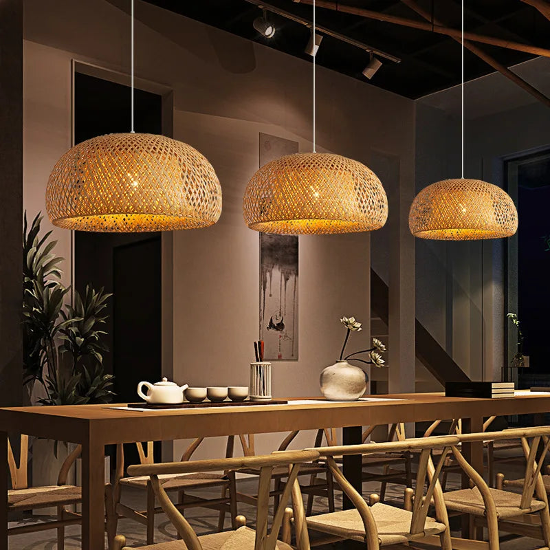 Molden Bamboo Lantern Pendant Lamp Natural Rattan E27 LED