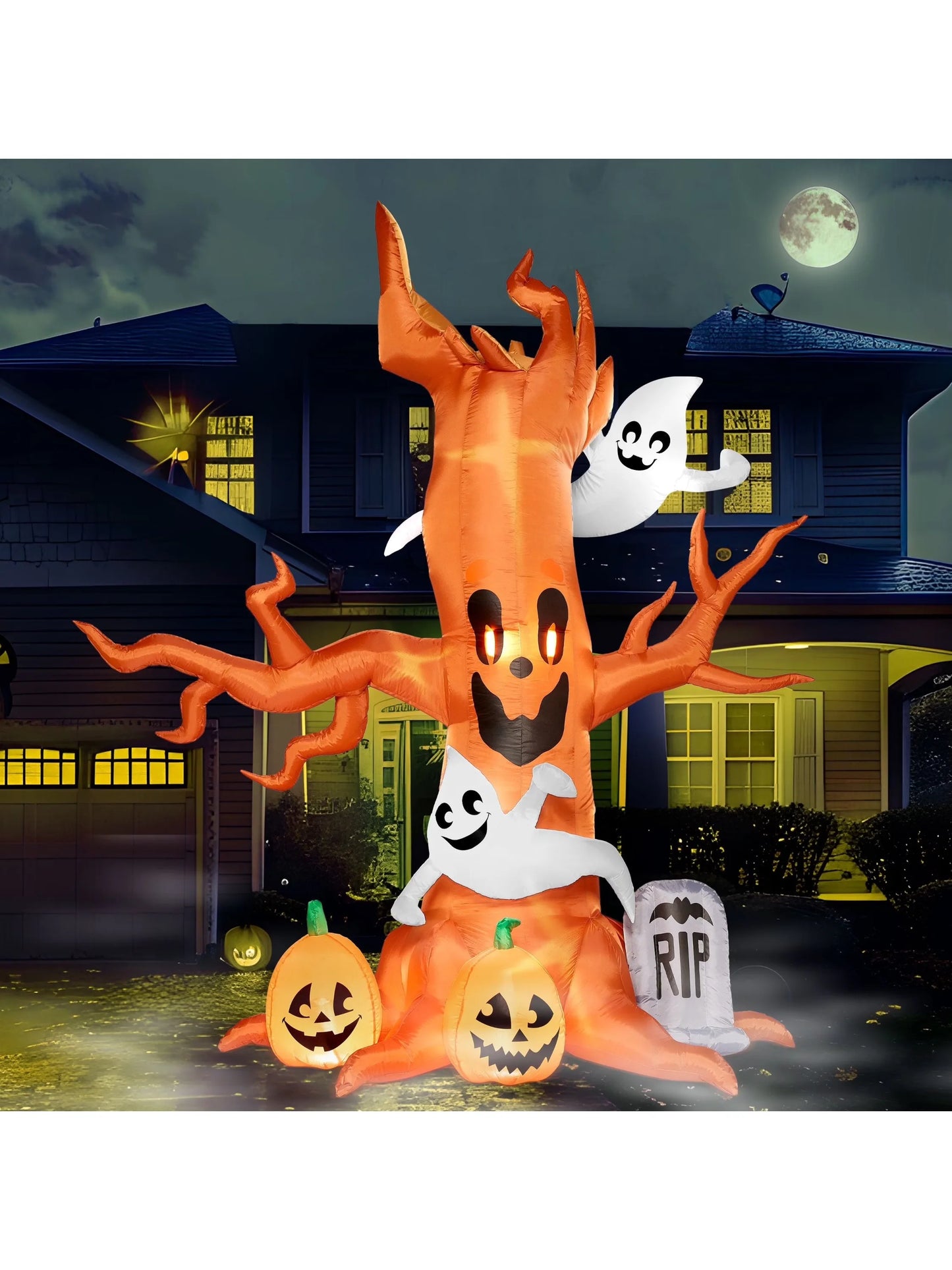 Joyfy Halloween Inflatable Scary Tree With Ghost Decorations
