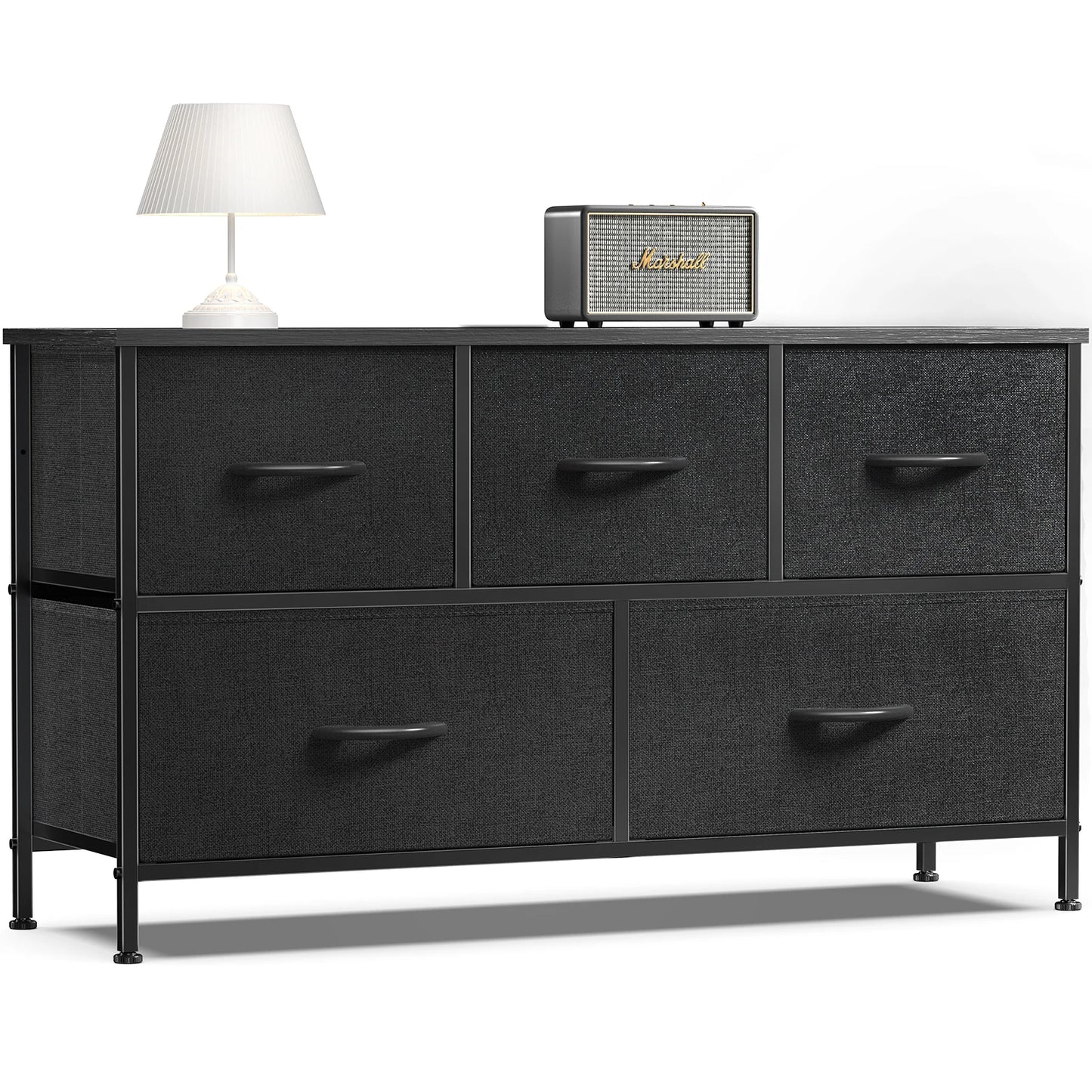 JHK Living Room Display Cabinet With Fabric Drawers Steel Frame