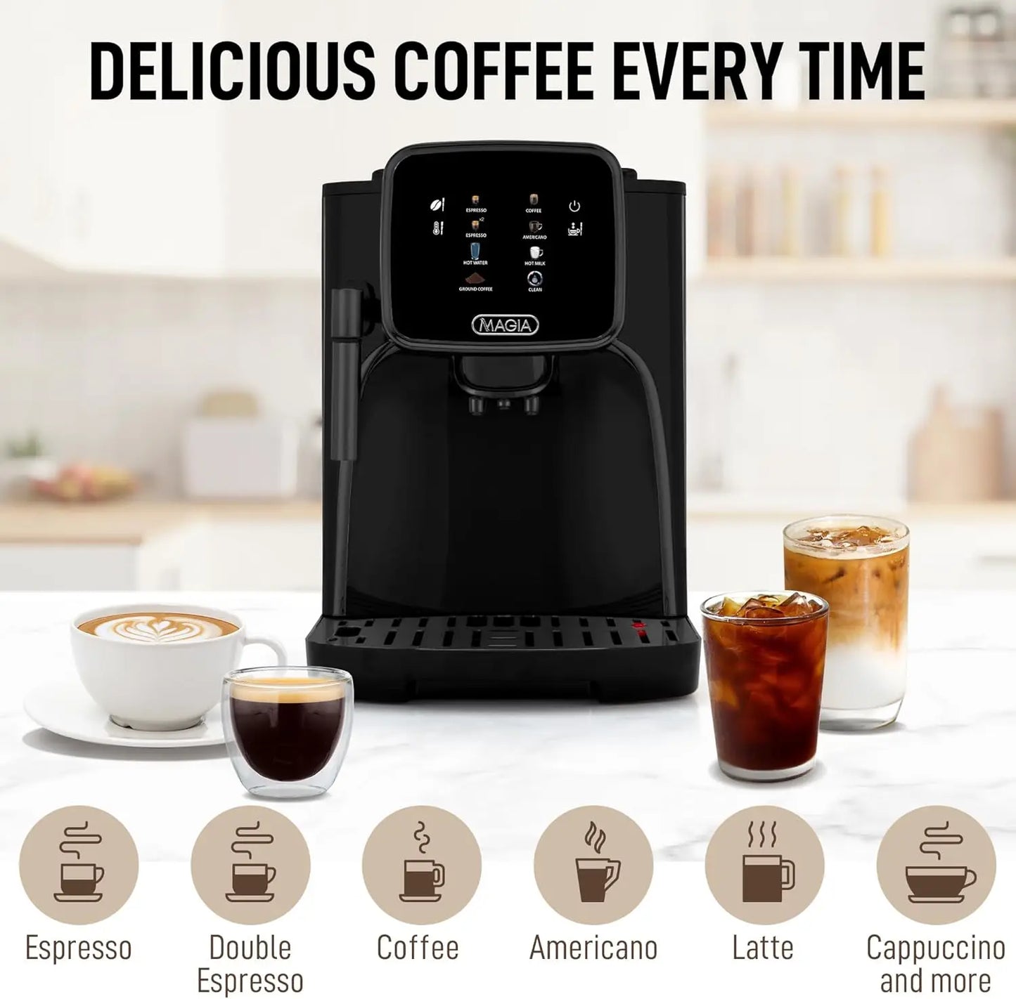 XMSJ Automatic Espresso Machine With Grinder And Self Cleaning